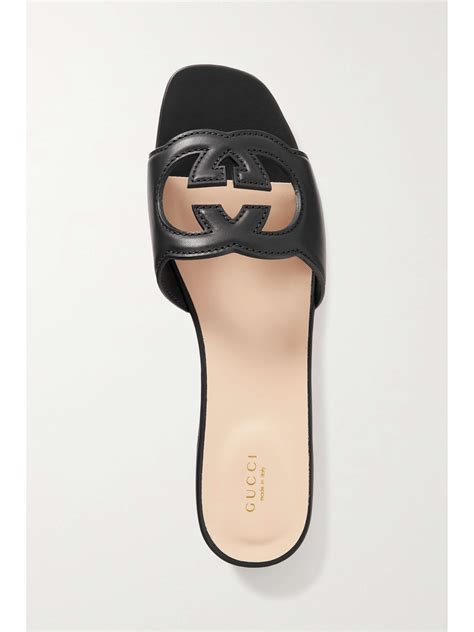 gucci cutout leather slides
